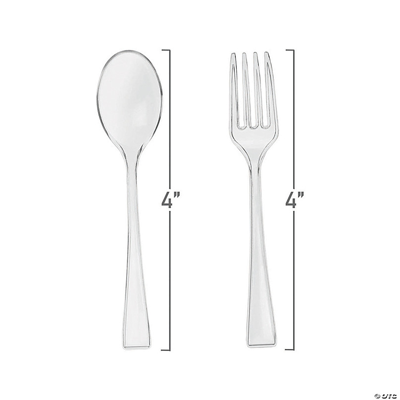 1920 Pc. Clear Disposable Plastic Mini Flatware Set Dessert Spoons and Dessert Forks (960 Guests)