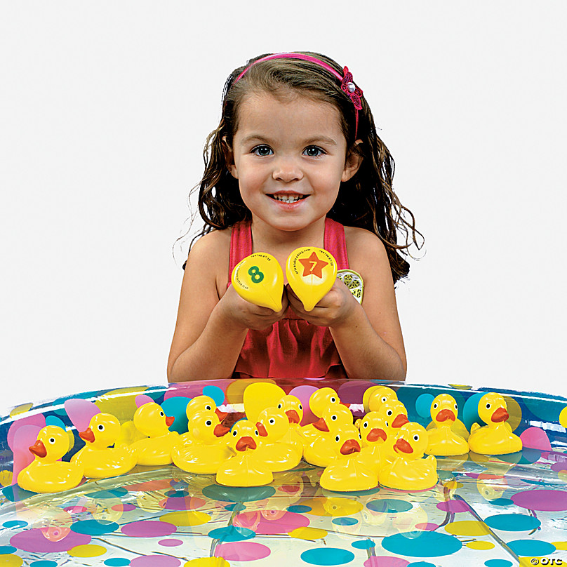 2 1/2 Numbered Bright Yellow Plastic Duck Matching Game Set