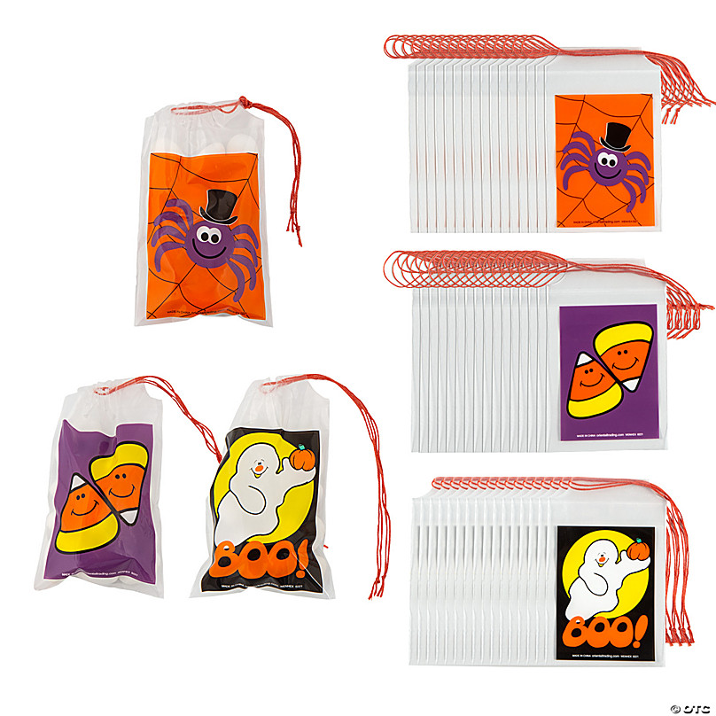 2 3 4 X 4 Bulk Mini Halloween Plastic Drawstring Treat Bags 144 Pc Oriental Trading