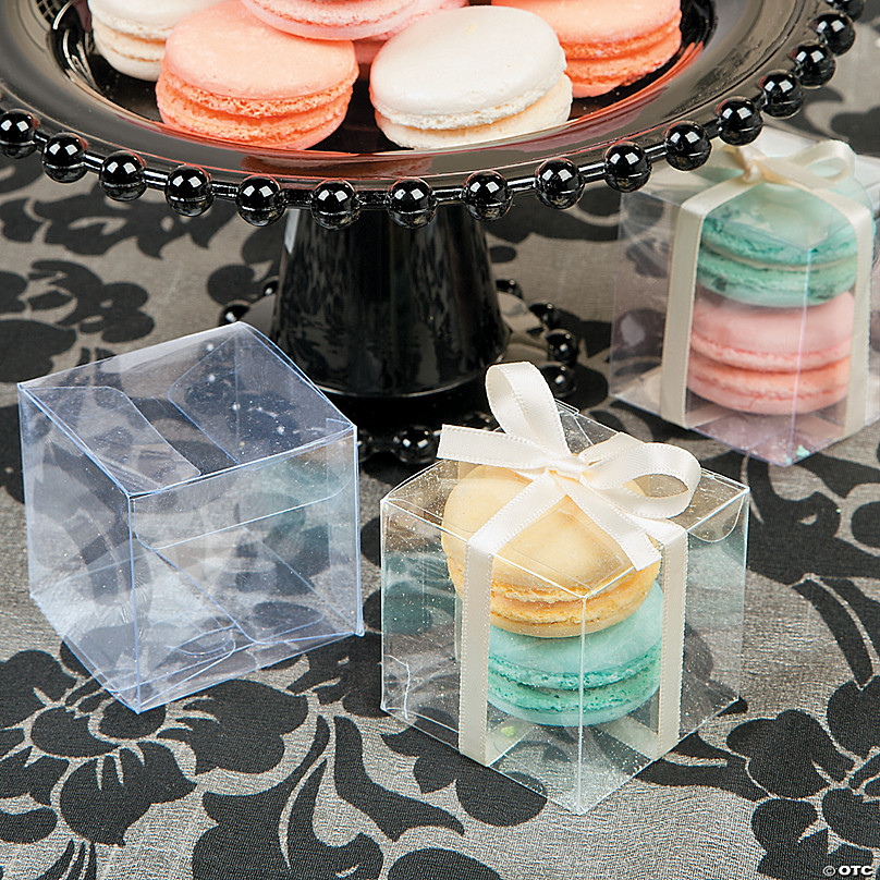 lot of 6 translucent plastic gift favor box 6 x 4 x 1 candy cookie wedding party 