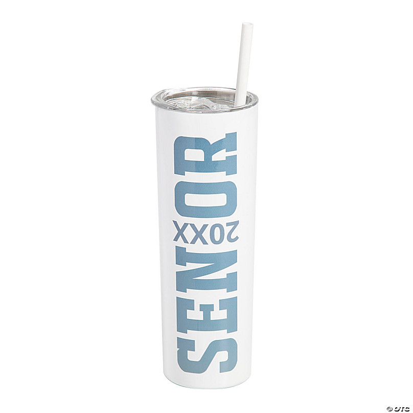 12 PC 20 oz Personalized Class of Graduating Year Stainless Steel Tumblers with Lids & Straws