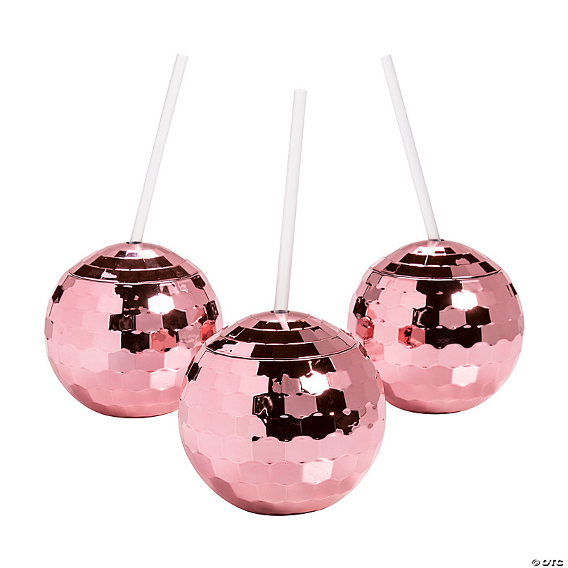 20 oz. Pink Disco Ball-Shaped Reusable BPA-Free Plastic Cups with Lids &  Straws - 6 Ct.