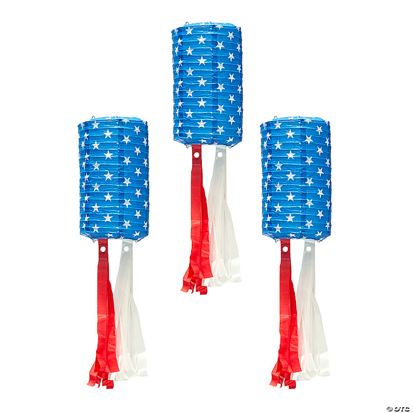 3 4th of July PATRIOTIC Election Party Decoration HANGING TISSUE BALLS 11" 