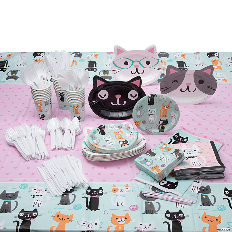 Cat Party Cups With Lids and Straws, Plastic Cat Party Drink Cups With  Straws, Cute Kitten Party Cups 