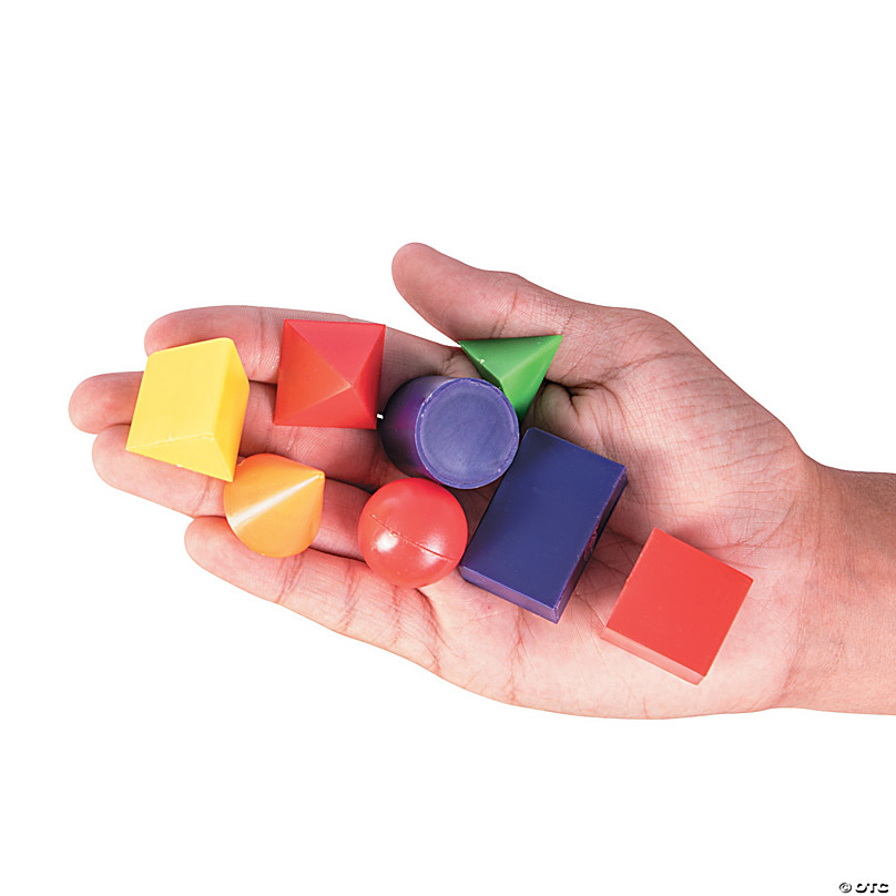 7pcs Blue Geometric Shapes 3D Solids Preschool School Learning Set Box 