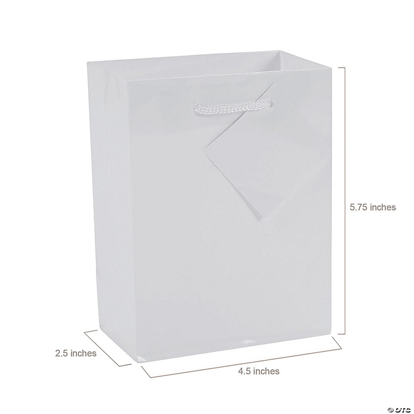 4 1/2 x 2 1/2 x 5 3/4 Small White Paper Gift Bags - 12 Pc.