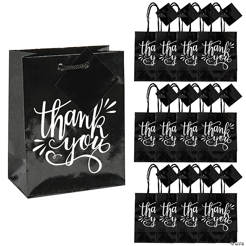 med NEW 50/PLASTIC BLACK  jewelry Thank You gift Bag 