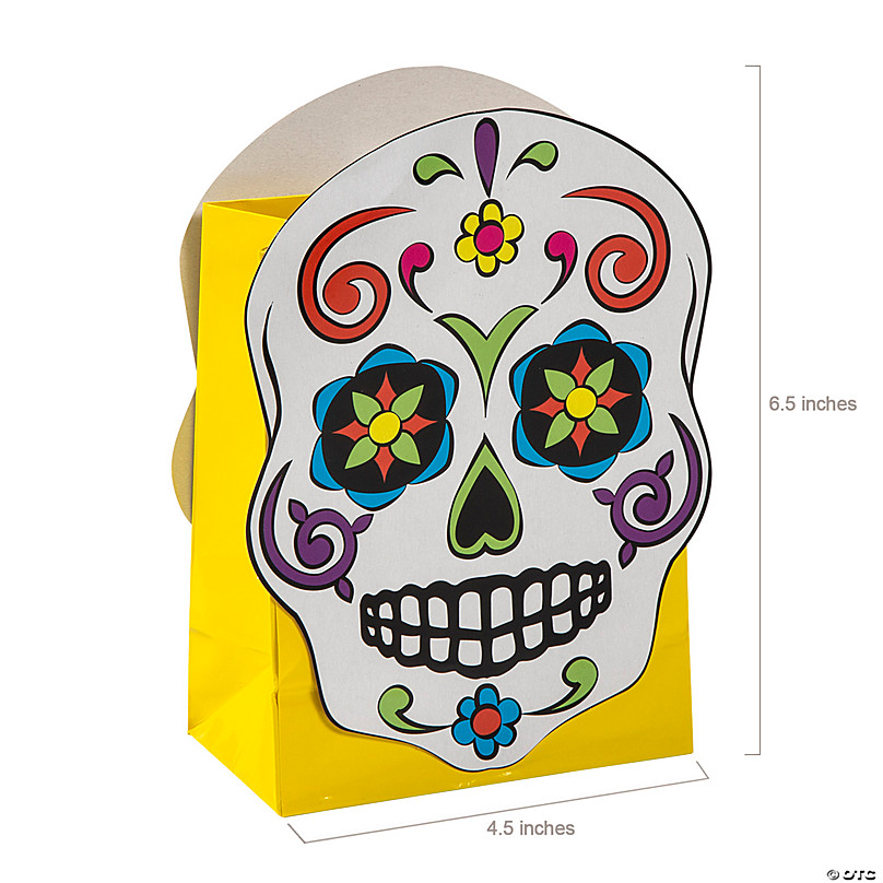 12 Halloween sugar skull DAY OF THE DEAD cellophane bags Party Favor loot treat 