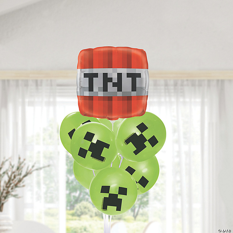 Unique Minecraft Fournitures de fête d'anniversaire pour garçons et filles  – Comprend 1 nappe Minecraft (137,2 x 213,4 cm en plastique), 8 ballons