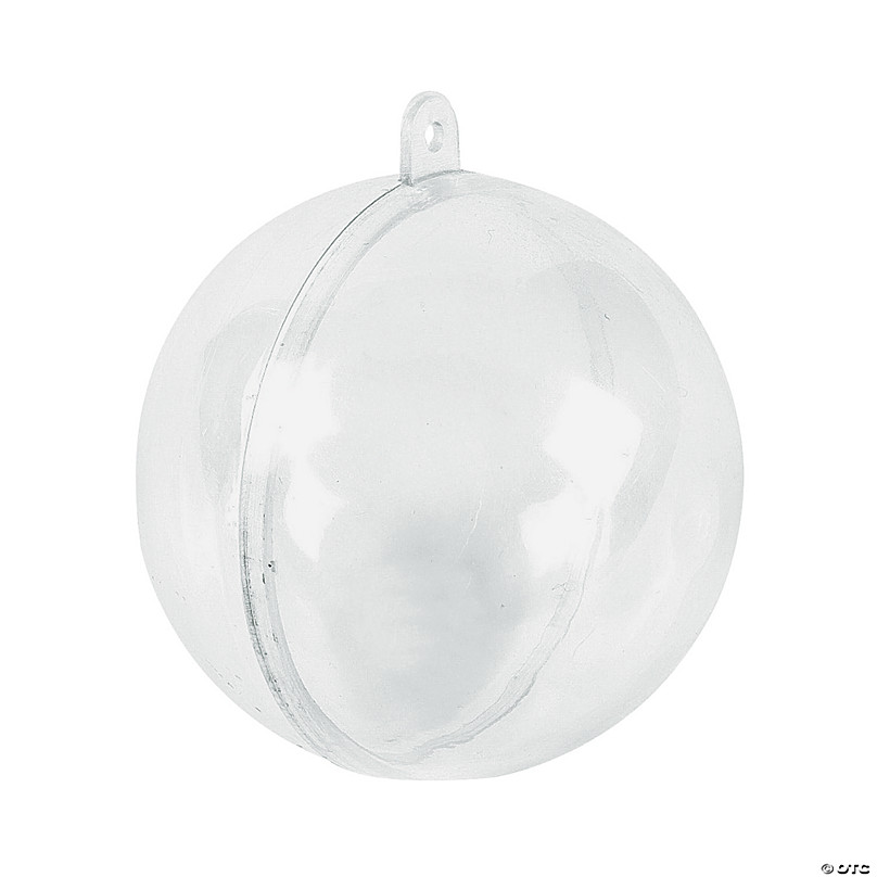 Set of 3 Openable Fillable Clear Plastic Ball Christmas Ornaments DIY