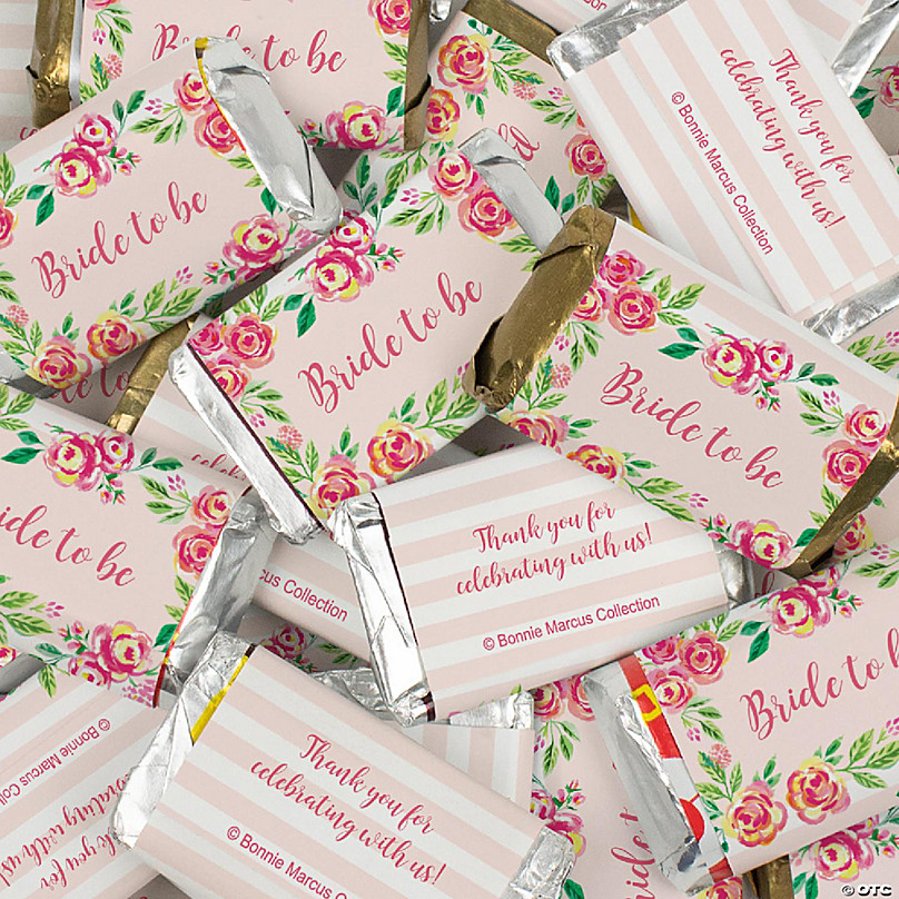 Personalized Bridal Shower Favors Miniatures Chocolate Candy Bars - 75  Pieces