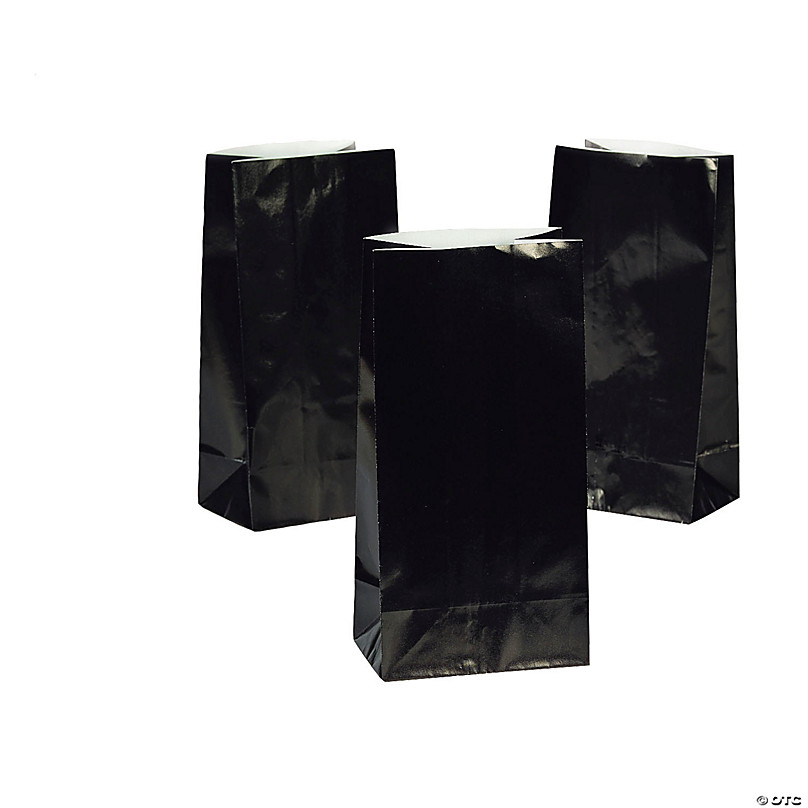 4-1/2 x 5-3/4 Small Black Paper Gift Bags - 12 Pc.
