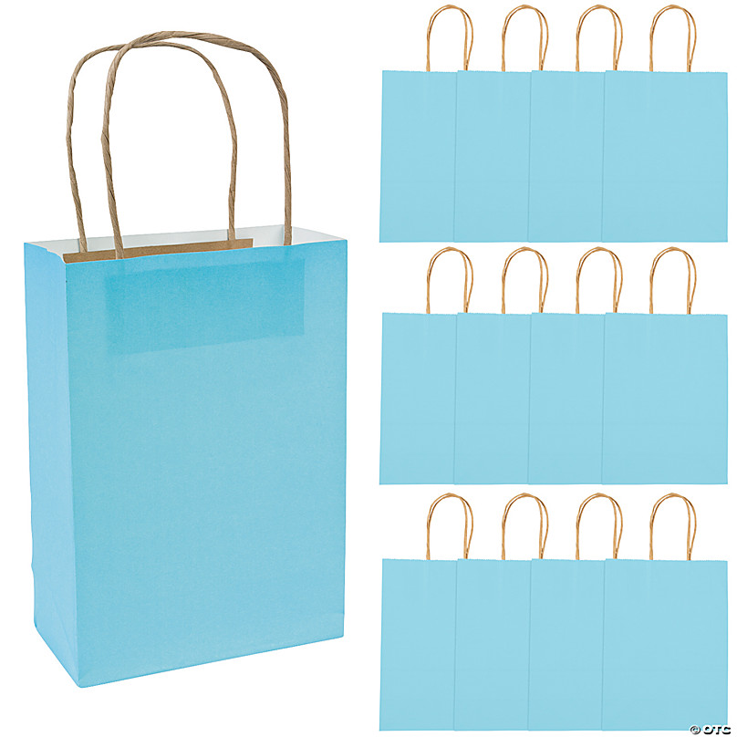 7 1/2 x 3 1/2 x 9 Medium White Paper Gift Bags - 12 Pc