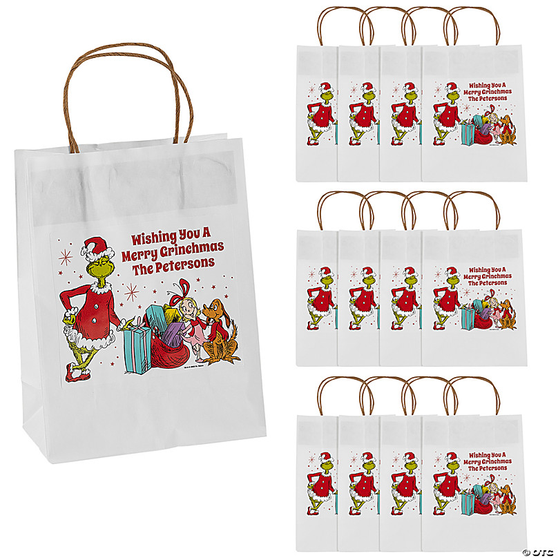 Case of 100 Be Merry Santa Paper Shopping Bags  16"x 6"x12 1/2" Large Be Happy 