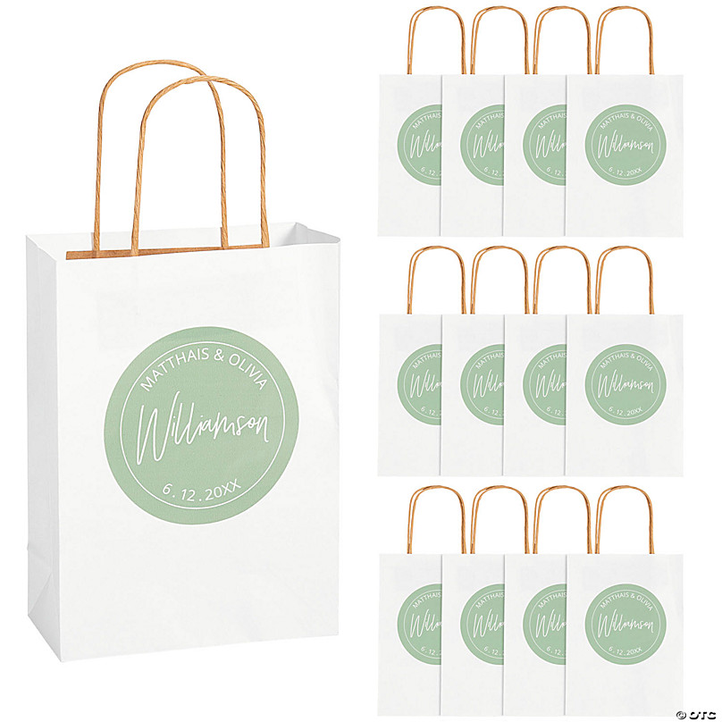 6 1/2 x 9 Personalized Medium Names & Initials Wedding Welcome Kraft Paper  Gift Bags - 12 Pc.