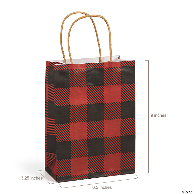 Checkered Gift Bags Set 12 Pack