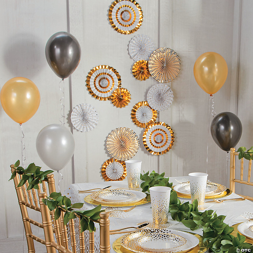 Gold Glitter Diamond Hanging Decorations - 4 Pc.