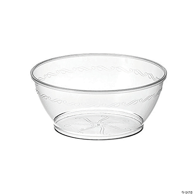 96 oz. Clear Diamond Design Round Disposable Plastic Bowls (24 Bowls)