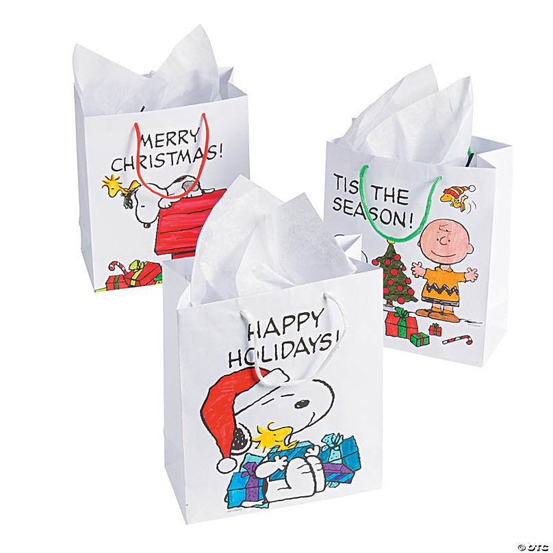 Medium Snoopy Christmas Gift Bag - Good Tidings