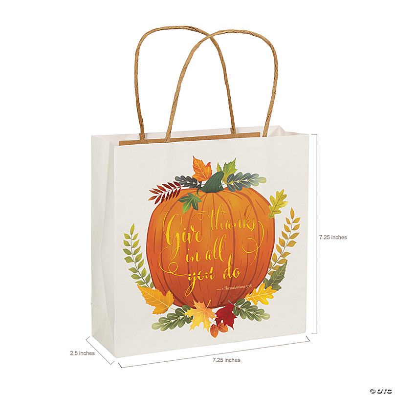 Small Fall Paper Gift Bags - 12 Pc.