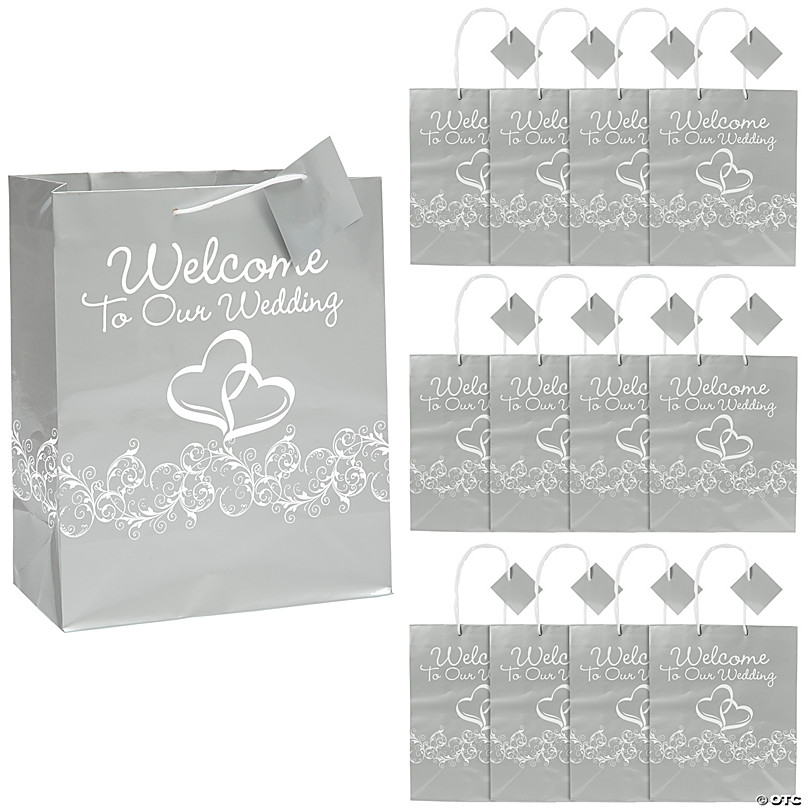 Two Hearts Welcome to Our Wedding Gift Bags (12 Pack)