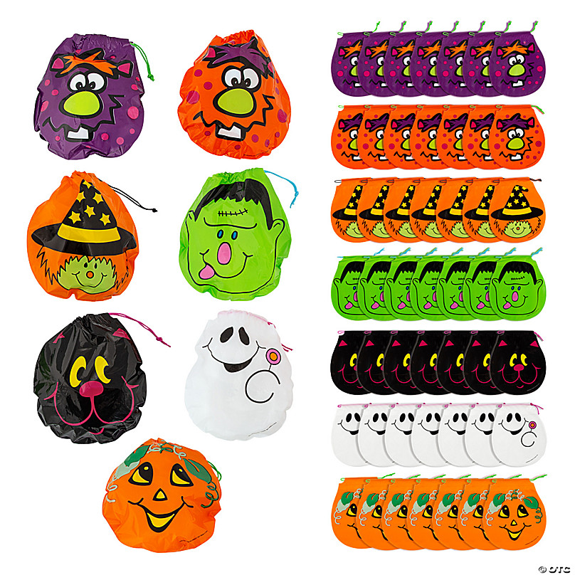 XIMISHOP 24Pcs Halloween Burlap Gift Bags,Goodie Treat Bags with Drawstrings for Kids Halloween Party Favor 