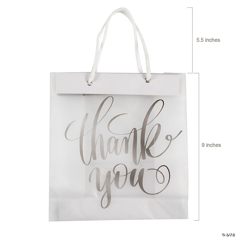 7 1/2 x 8 1/2 Medium Clear Frosted Plastic Gift Bags - 12 Pc.