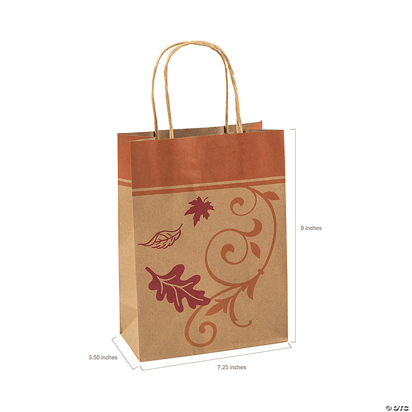 Small Fall Paper Gift Bags - 12 Pc.