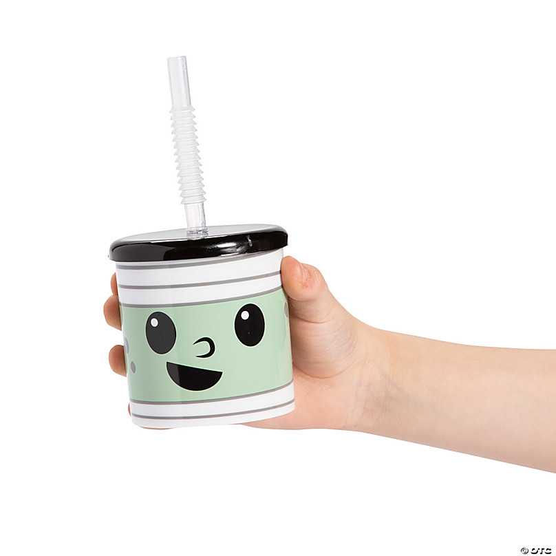 6 oz. Mini Halloween Reusable BPA-Free Plastic Cups with Lids & Straws - 12  Ct.