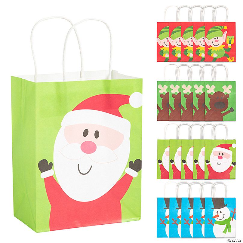 Gift Favours Fillers Pack of 12 Cute Christmas Design Medium Gift Bags 