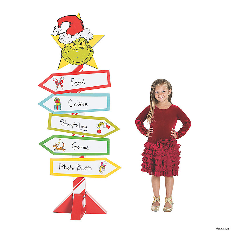 70 Dr. Seuss™ The Grinch Directional Sign Cardboard Cutout Stand-Up