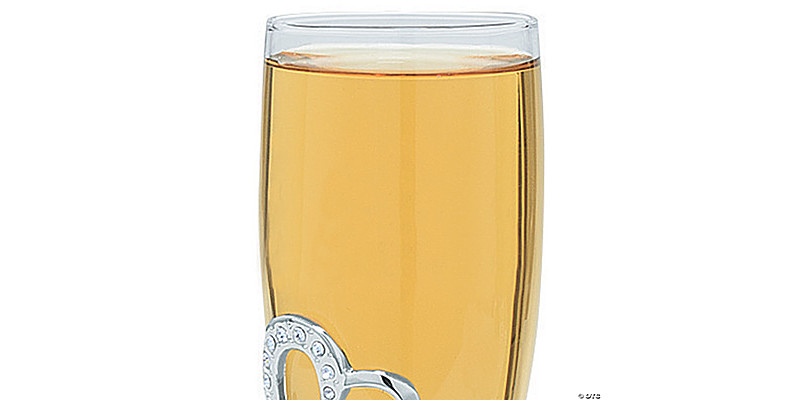8 oz. Personalized Wedding Two Hearts Reusable Glass Champagne Flute Set -  2 Ct.