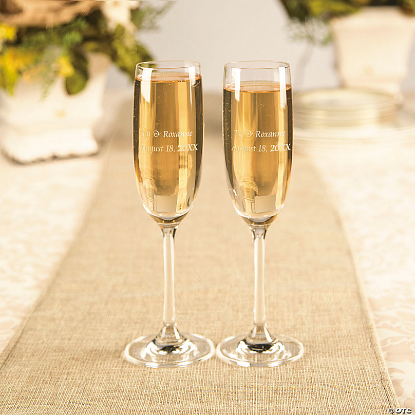 8 oz. Personalized Fiancé Reusable Glass Champagne Flute Set - 2 Ct.