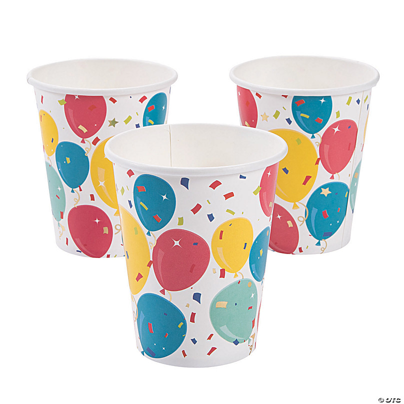 9 oz. Party Balloons & Confetti Disposable Paper Cups - 24 Ct.