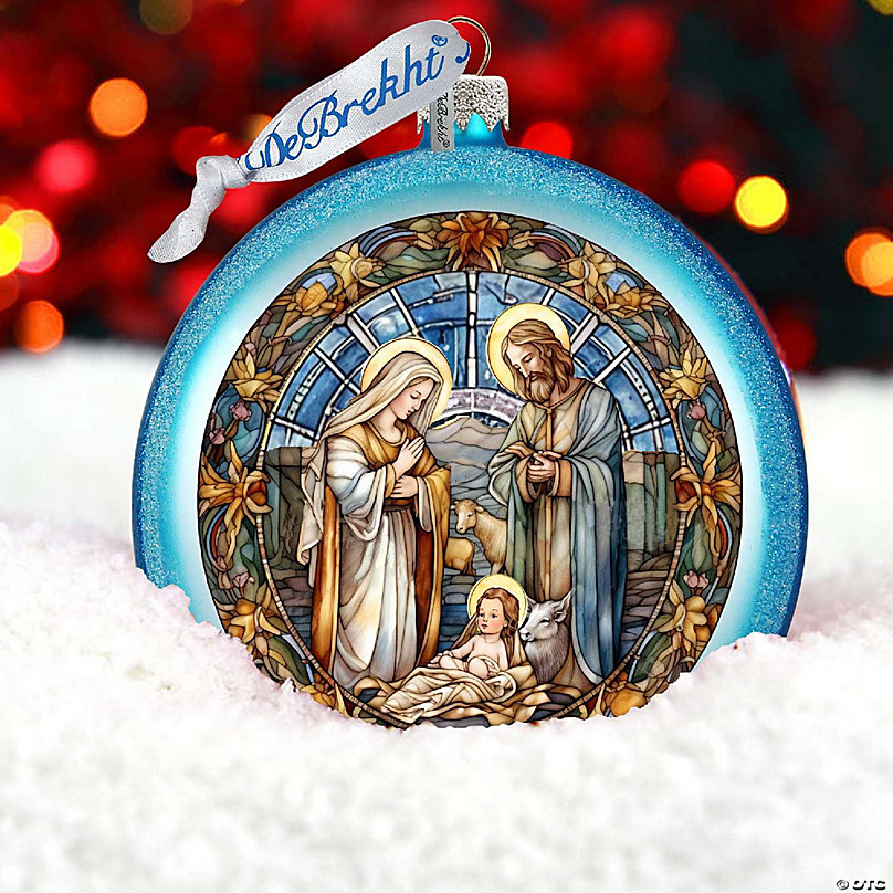 A Blessed Gathering - Holy Family Nativity Ball Glass Ornament by G.  Debrekht - Nativity Holiday Decor - 73567C