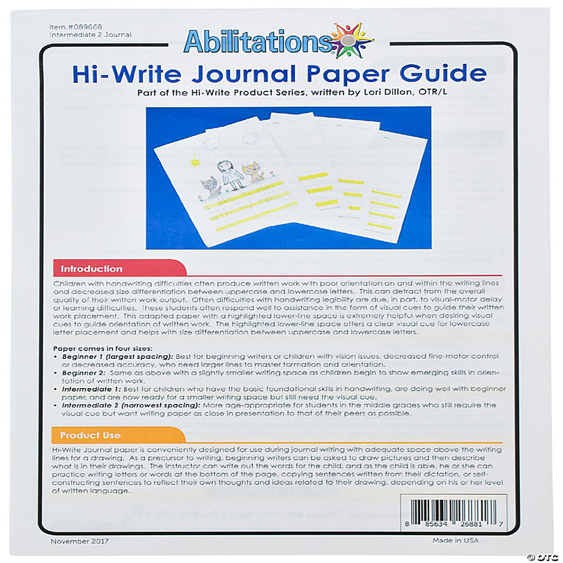 Abilitations Hi-Write Intermediate Journal Paper, Level 2, 8-1/2 x