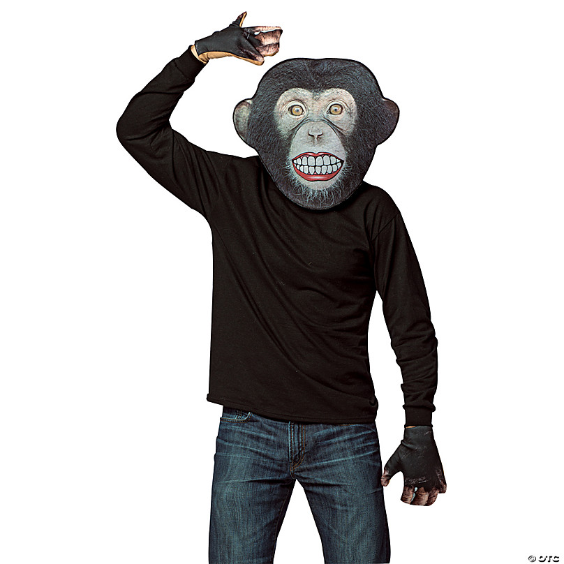 Adults Chimp Monkey Ape Full Face Mask Realistic Zoo Jungle Animal Fancy Dress 