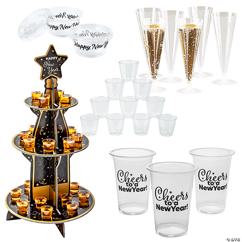 New Year's party Bar Shot Glasses In with the New Out with the Old 2 pc. 