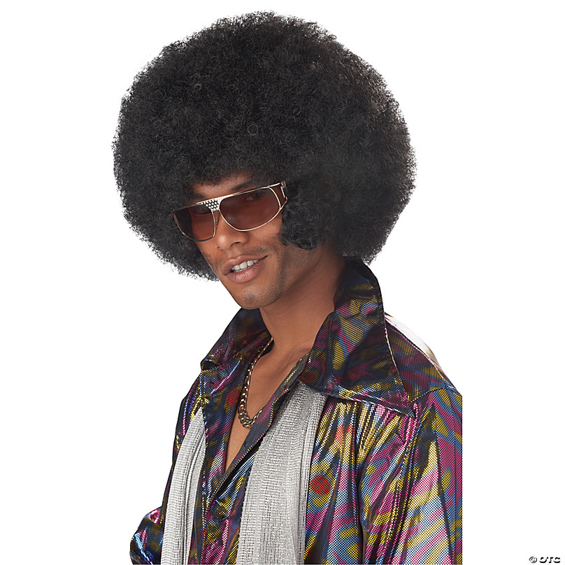 Adults Black Afro Sideburns Wig