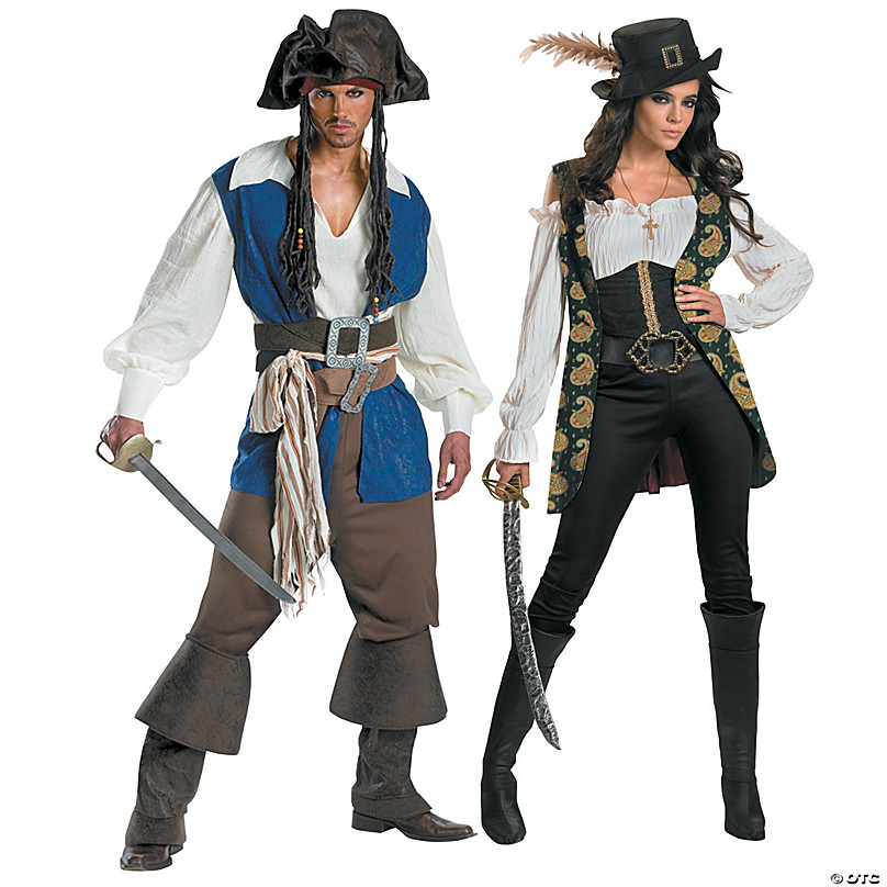 Adults Pirates Of The Caribbean Captain Jack Sparrow And Angelica Couples Costumes