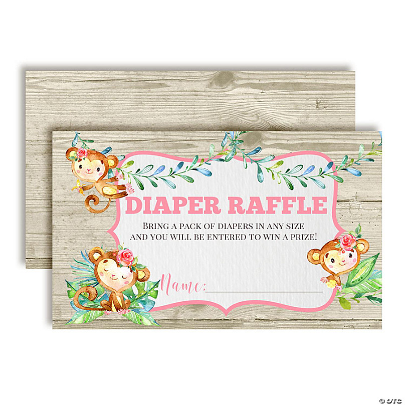 AmandaCreation Monkey Girl Diaper Raffle Baby Shower 20pc | Oriental