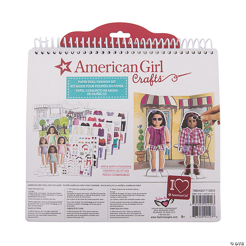 american girl paper doll fashion set