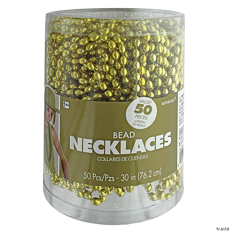 Gold Bead Necklaces (Bulk Pack of 50), Gold Party Supplies