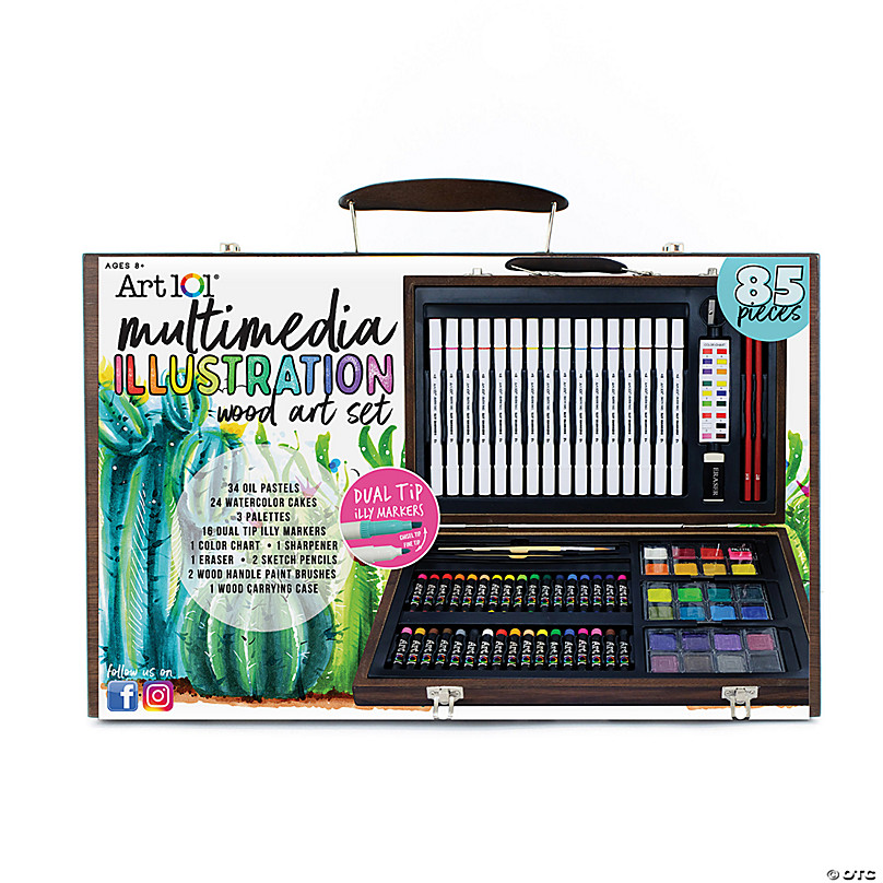 Deluxe Art Set in a Wood Organizer Case, 119 Pieces