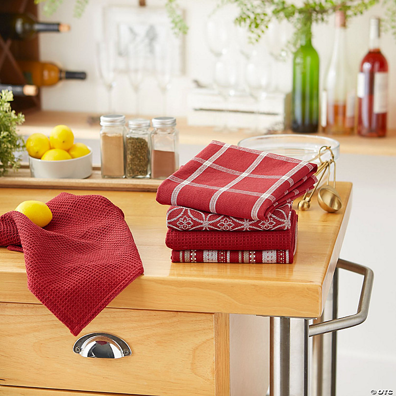 Assorted Barn Red Dishtowel & Dishcloth (Set Of 5)