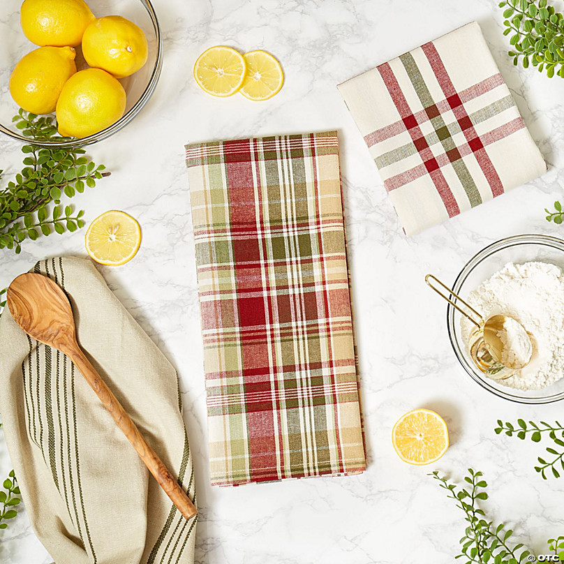 Assorted Give Thanks Plaid Dishtowel (Set of 3), Size: 18 x 28