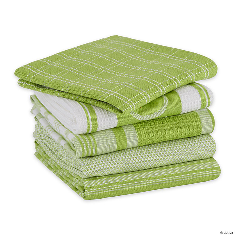 Assorted Lime Foodie Dishtowel And Dishcloth (Set Of 5)