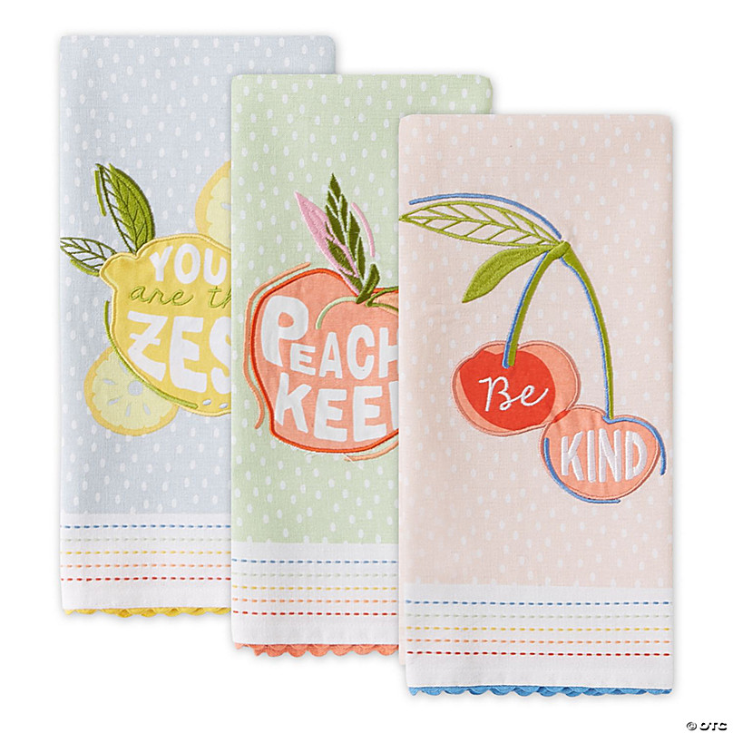 Design Imports Halloween Embellished Kitchen Towel Set of 3