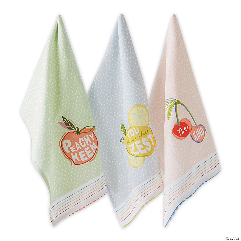 Multi-Color Assorted Happy Holidays Cotton Dishtowel (Set of 3) 18x28