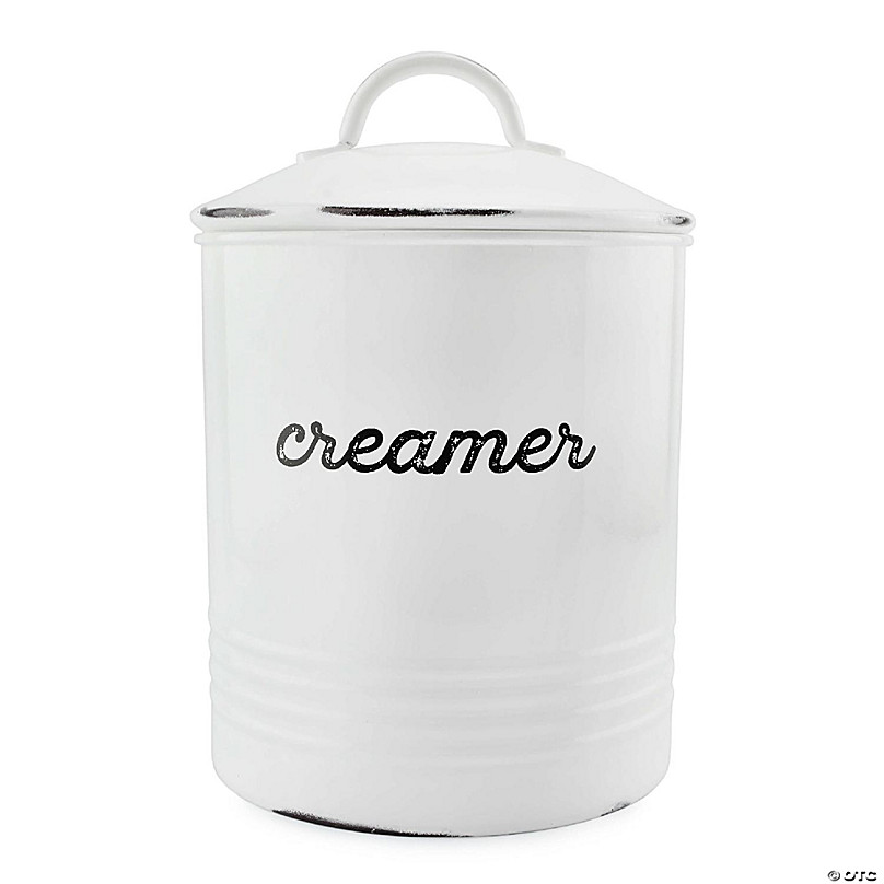 AuldHome Farmhouse Creamer Canister (Black); Metal Coffee